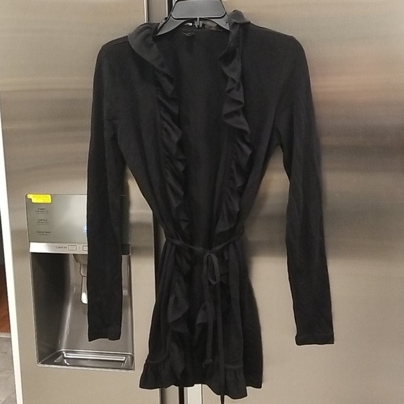 💕VERO MODA💕 Black Ruffle Open Shawl Cardigan - Picture 1 of 7